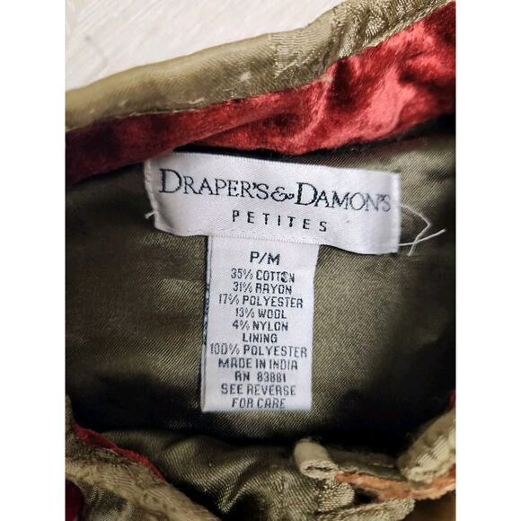 Drapers and Damons Jacket Patchwork Boho 3/4 Sleeves Size P/M Band Collar - Picture 9 of 10